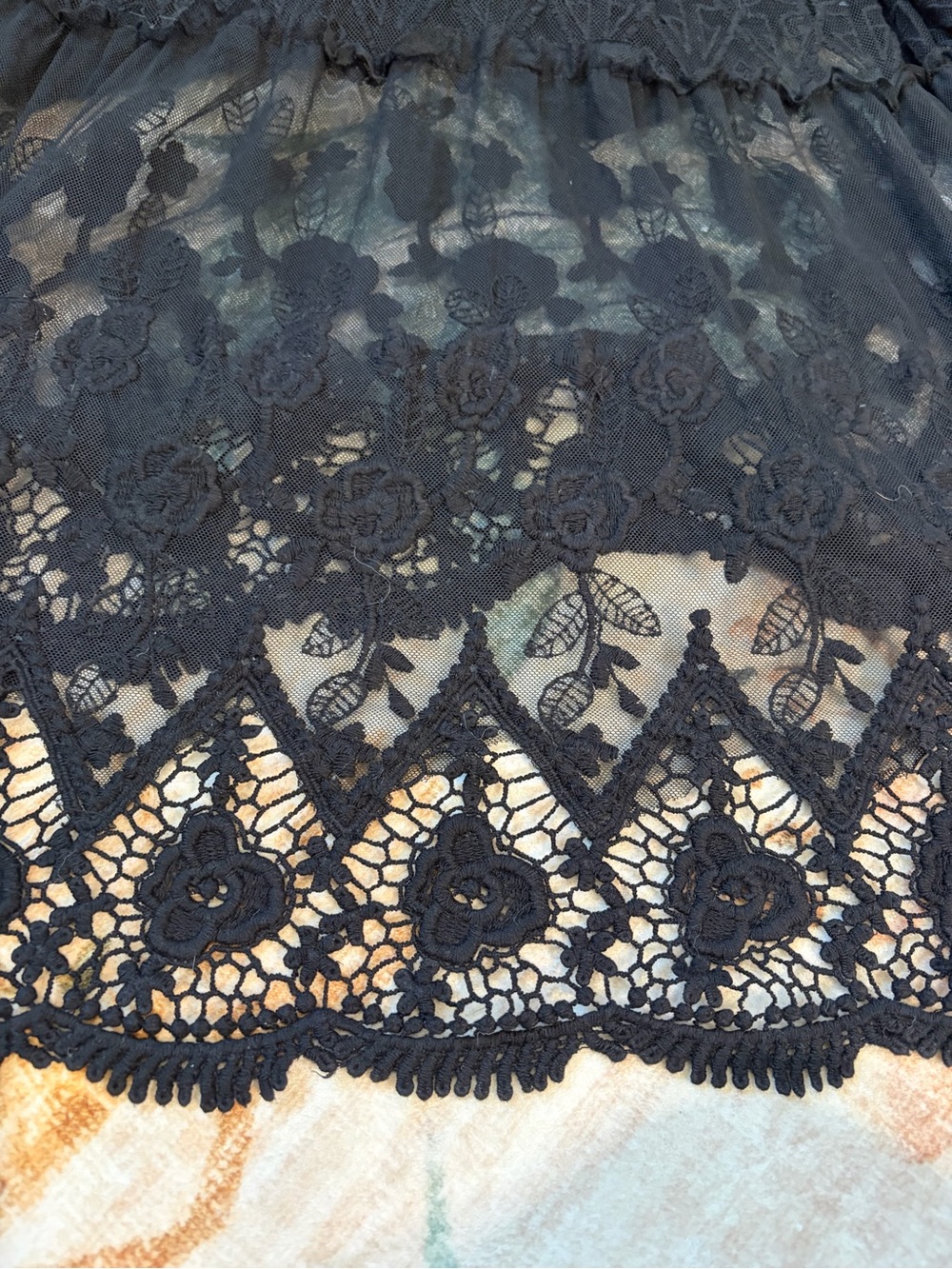 Ruby Yaya Black Lace Crochet V-Neck Maxi Dress With Black Slip Dress - Picture 13 of 15